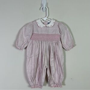 Carriage Boutiques Baby Girl Vintage Floral Smocked Jumpsuit Size 6 Months